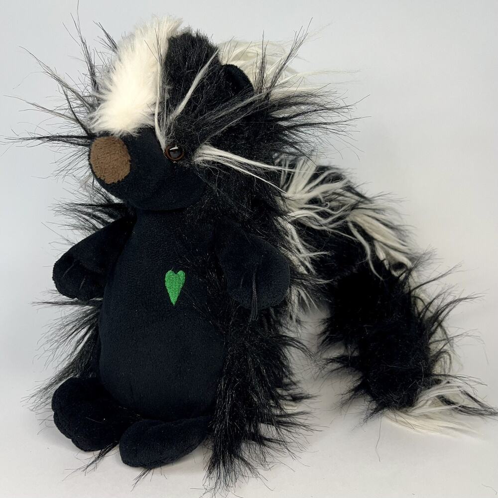 Portland Plush Steven the Skunk Stuffed Animal Green Heart on Chest 10x12”